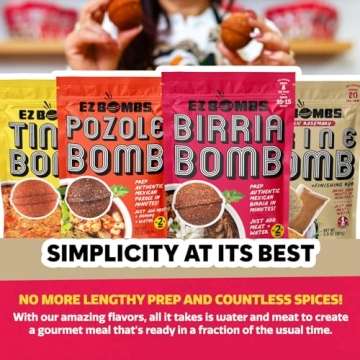 EZ Bombs Birria Bomb Seasoning, 2 Pack – Authentic Mexican Spice Mix for Tacos, Burritos, Nachos, and Quesadillas – Made with Real Chiles, Herbs, and Spices for Quick and Flavorful Meals