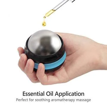 AHIER Cold Massage Roller Ball, Stainless Steel Cold Therapy Relief, Free Rolling Removable Gel Ball Deep Tissue Massage Pain Relief, Great Tool for Back/Neck Pain, Muscles Recovery (Black)