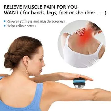 AHIER Cold Massage Roller Ball, Stainless Steel Cold Therapy Relief, Free Rolling Removable Gel Ball Deep Tissue Massage Pain Relief, Great Tool for Back/Neck Pain, Muscles Recovery (Black)