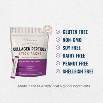 Live Conscious Collagen Peptides Powder Unflavored Packets-Hydrolyzed Collagen Powder-Hair, Skin, Nail, & Joint Support-Type I & III Grass-Fed Collagen Supplements for Women and Men - Pack of 20 (2Pk)