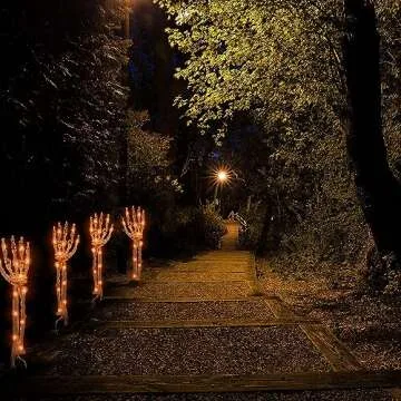 Halloween Decorations Outdoor, 4 Pack Light Up Skeleton Arm Decorations, 100 LED Purple & Orange Lights with 11 Modes, Lighted Holiday Party Home Yard Path Garden, Indoor Outdoor Decor