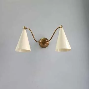Handcrafted Mid Century Modern Brass Double Wall Sconce Lamp for Home Decor