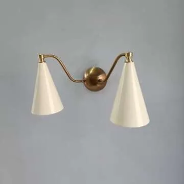 Handcrafted Mid Century Modern Brass Double Wall Sconce Lamp for Home Decor