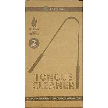 Tongue Scraper - Surgical Grade Stainless Steel Tongue Cleaner - Non-Synthetic Grip - Pack of 2 - Includes Tin Metal Travel Case.