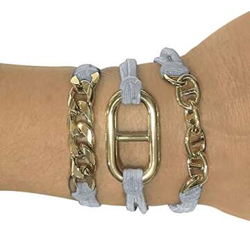 Elegant 14k White Gold Hair Tie Bracelets - Set of 3