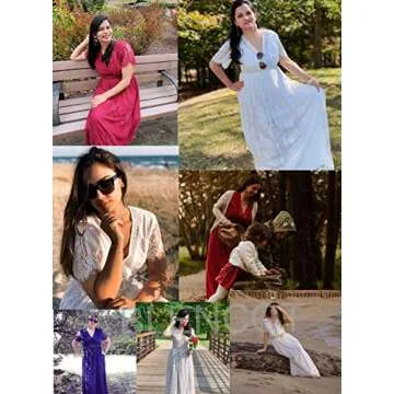 BLENCOT Womens Floral Lace Deep V Neck Maxi Dress