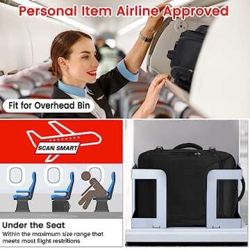 Carry on Backpack, Flight Approved Travel Backpack with USB Charge Port, TSA 15.6 Inch Anti-Theft Laptop Backpack Lightweight Daypack College Weekender Overnight Bag, 16.8*11.4*7inch,Black