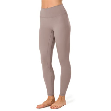 YUNOGA Women's High Waist Workout Leggings No Front Seam Tummy Control Yoga Pants (XS, Hazy Brown)