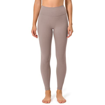 YUNOGA Women's High Waist Workout Leggings No Front Seam Tummy Control Yoga Pants (XS, Hazy Brown)