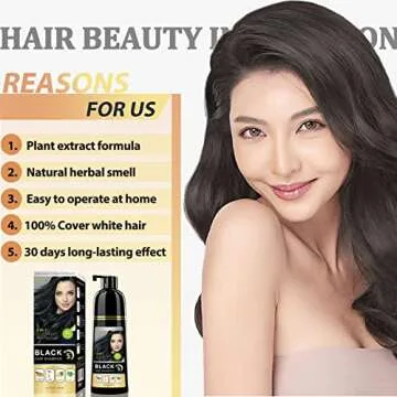 Onilyua Instant Black Hair Shampoo, 3 in 1 Natural Black Hair Dye Shampoo with Herbs, Cover Greys Hair for Men & Women, Permanent Black Hair Color - Ammonia Free, Herbal Black Hair Dye 400ml (Black)