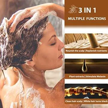 Onilyua Instant Black Hair Shampoo, 3 in 1 Natural Black Hair Dye Shampoo with Herbs, Cover Greys Hair for Men & Women, Permanent Black Hair Color - Ammonia Free, Herbal Black Hair Dye 400ml (Black)
