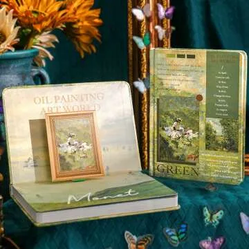 Vintage B6 Notebook with Oil Painting Cover - Green