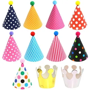 Vesil Colorful Birthday Party Hats for Kids and Adults