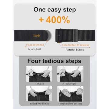JUKMO Nylon Web Ratchet Tactical Belt for Men, Stylish and Durable