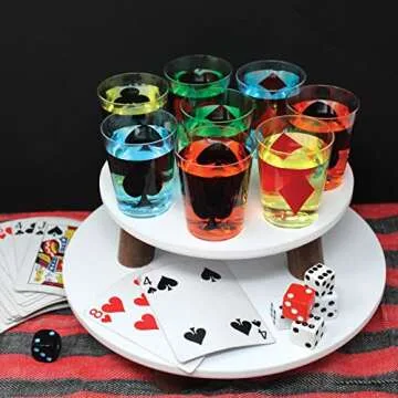 24 Casino Party Shot Cups, Mini 2 oz Plastic Shot Glasses Casino Party Decoration, Game Night Party Decoration, Poker Party Decoration, Las Vegas Party Decoration, Casino Uno Birthday Party Decoration