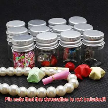 Dowonsol 12pcs 5ml Vials Clear Glass Bottles Glass Bottle with Aluminum Screw Top Strong Cute Empty Sample Jars for Message Bottle, Samples, Scrap-Booking,Wedding Favors, Wedding Decorations