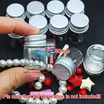 Dowonsol 12pcs 5ml Vials Clear Glass Bottles Glass Bottle with Aluminum Screw Top Strong Cute Empty Sample Jars for Message Bottle, Samples, Scrap-Booking,Wedding Favors, Wedding Decorations