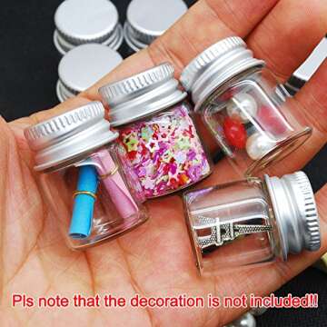 Dowonsol 12pcs 5ml Vials Clear Glass Bottles Glass Bottle with Aluminum Screw Top Strong Cute Empty Sample Jars for Message Bottle, Samples, Scrap-Booking,Wedding Favors, Wedding Decorations