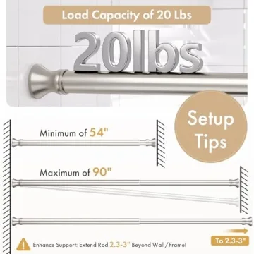 Amazer Spring Tension Shower Curtain Rod for Easy Installation