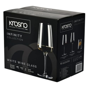 Elegant Krosno White Wine Glasses Set, 6 Piece Collection