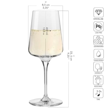 Elegant Krosno White Wine Glasses Set, 6 Piece Collection