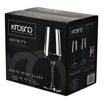Elegant Krosno White Wine Glasses Set, 6 Piece Collection