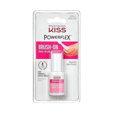 KISS PowerFlex Brush-On Nail Glue - Strong, Flexible Adhesive