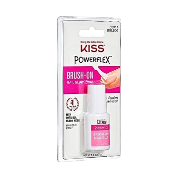 KISS PowerFlex Brush-On Nail Glue - Strong, Flexible Adhesive