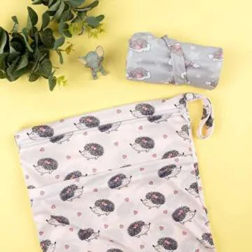 ALVABABY 2pcs Cloth Diaper Wet Dry Bags Waterproof Reusable with Two Zippered Pockets Travel Beach Pool Daycare Soiled Baby Items Yoga Gym Bag for Swimsuits or Wet Clothes LZD2324