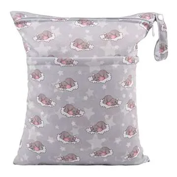 ALVABABY 2pcs Cloth Diaper Wet Dry Bags Waterproof Reusable with Two Zippered Pockets Travel Beach Pool Daycare Soiled Baby Items Yoga Gym Bag for Swimsuits or Wet Clothes LZD2324