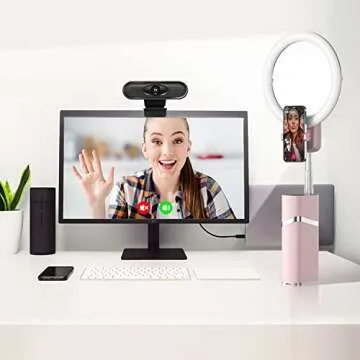 yAyusi Portable Ring Light with Stand, 4000mAh Battery Operated Cordless 10" Ring Light, Foldable Travel Ring Light, 79" Tripod Stand for Video Conference/Selfie/Live Stream/Makeup，Pink