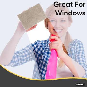 Superio Scouring Pad Pack of 24 - Non-Scratching Natural Sisal Cleaning Scrub Pads, Eco-Friendly Resuable Kitchen Scrubbing Pads