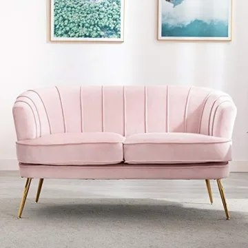Artechworks Velvet Loveseat with Gold Legs for Modern Spaces