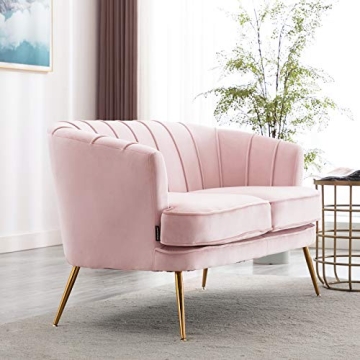Artechworks Velvet Loveseat with Gold Legs for Modern Spaces