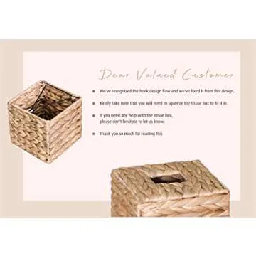 TAGREE Rustic Square Seagrass Tissue Box Cover