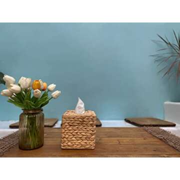 TAGREE Rustic Square Seagrass Tissue Box Cover