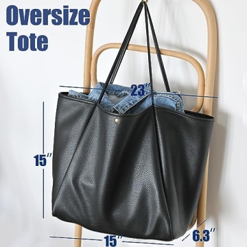 HOXIS Oversize PU Leather Tote Women Weekender Travel Purse