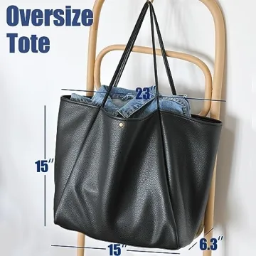 HOXIS Oversize PU Leather Tote Women Weekender Travel Purse