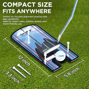 KINGTOP Golf Putting Alignment Mirror, Portable Swing Training Aids, Practice Putting Alignment Aid,...