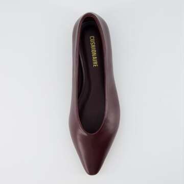 CUSHIONAIRE Gabor Women's Pointed Toe Slip-On Flat +Memory Foam, Wide Widths Available, Smooth Wine 9