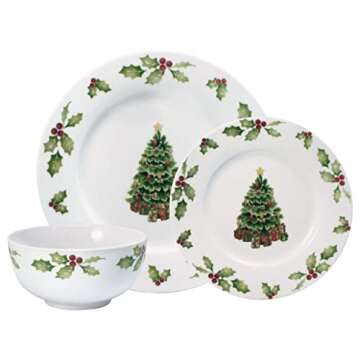 Pfaltzgraff Christmas Day Dinnerware Set, Service For 8, White