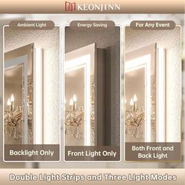 Keonjinn LED Bathroom Mirror 24" x 32" with Frontlit and Backlit, Stepless 3 Colors Temperature & Di...