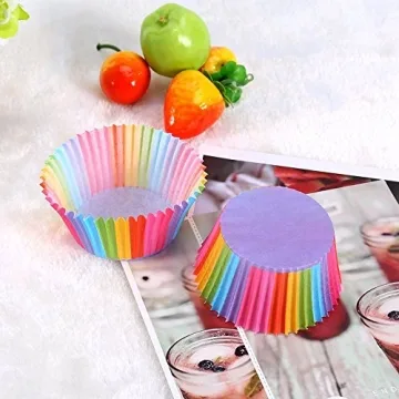 Hecentur Colorful Rainbow Baking Cake Cups - 100PC