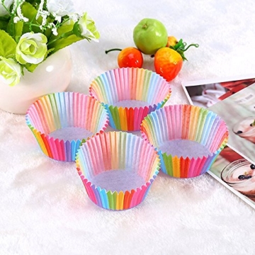 Hecentur Colorful Rainbow Baking Cake Cups - 100PC