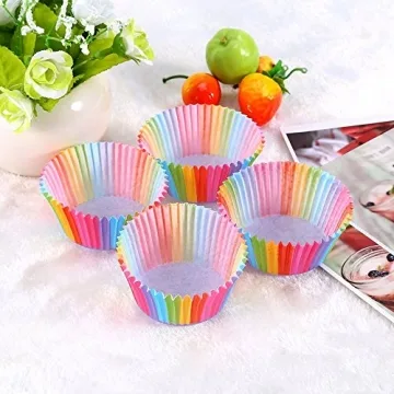 Hecentur Colorful Rainbow Baking Cake Cups - 100PC