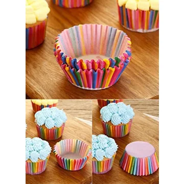 Hecentur Colorful Rainbow Baking Cake Cups - 100PC