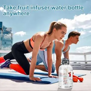 UTEBIT 74 OZ Fruit Infuser Water Bottle, Half Gallon Insulated Sports Water Bottle With Straw, 2.2L BPA Free Leak Proof Tritan Large Water Jug with Strap for Gym, Camping, Travel, Outdoor