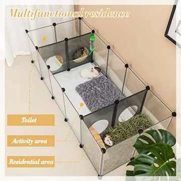 DINMO Rabbit Playpen, Guinea Pig Cages, Hamster Cages, Interesting Game Holes Design for Small Animal, Bunny, Ferret, Hedgehog, DIY, Expanded, Portable, Exercise Fence, 61.4 x 25.4 x 16.4 inches