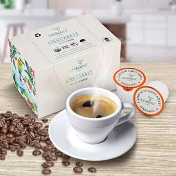Lifeboost Light Roast Coffee Pods - Low Acid Coffee K Cups - Single Origin Non-GMO Organic Coffee Pods - Compatible with Keurig & Keurig 2 Machines - 10 Count