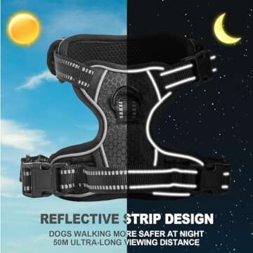 Herrypiggy No Pull Dog Harness,Dog Walking Harness with Reflective Adjustable Padded Vest and Contro...